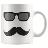 Dark SUNGLASSES and MUSTACHE Design Coffee Mug - J & S Graphics