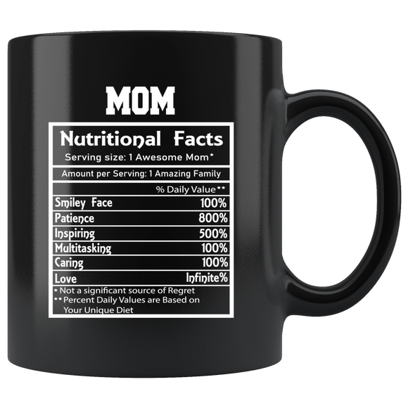 MOM Ingredients Black Ceramic COFFEE MUG 11oz