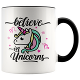 Believe in Unicorns - 11oz Color Accent Mug - J & S Graphics