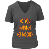 DO YOU WANNA GET ROCKED? Def Leppard Women's V-Neck T-Shirt - J & S Graphics