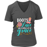 Boots, Lace and a Whole Lot of Grace Women's V-Neck T-Shirt