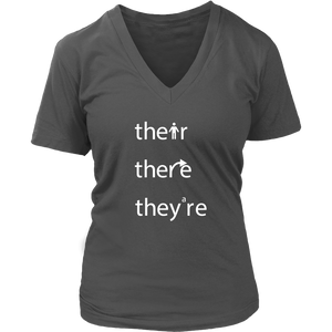 THEIR, THERE and THEY'RE Grammar Women's V-neck T-Shirt - J & S Graphics