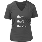 THEIR, THERE and THEY'RE Grammar Women's V-neck T-Shirt - J & S Graphics