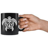 WHITE TRIBAL SEA TURTLE 11 oz COFFEE MUG - J & S Graphics