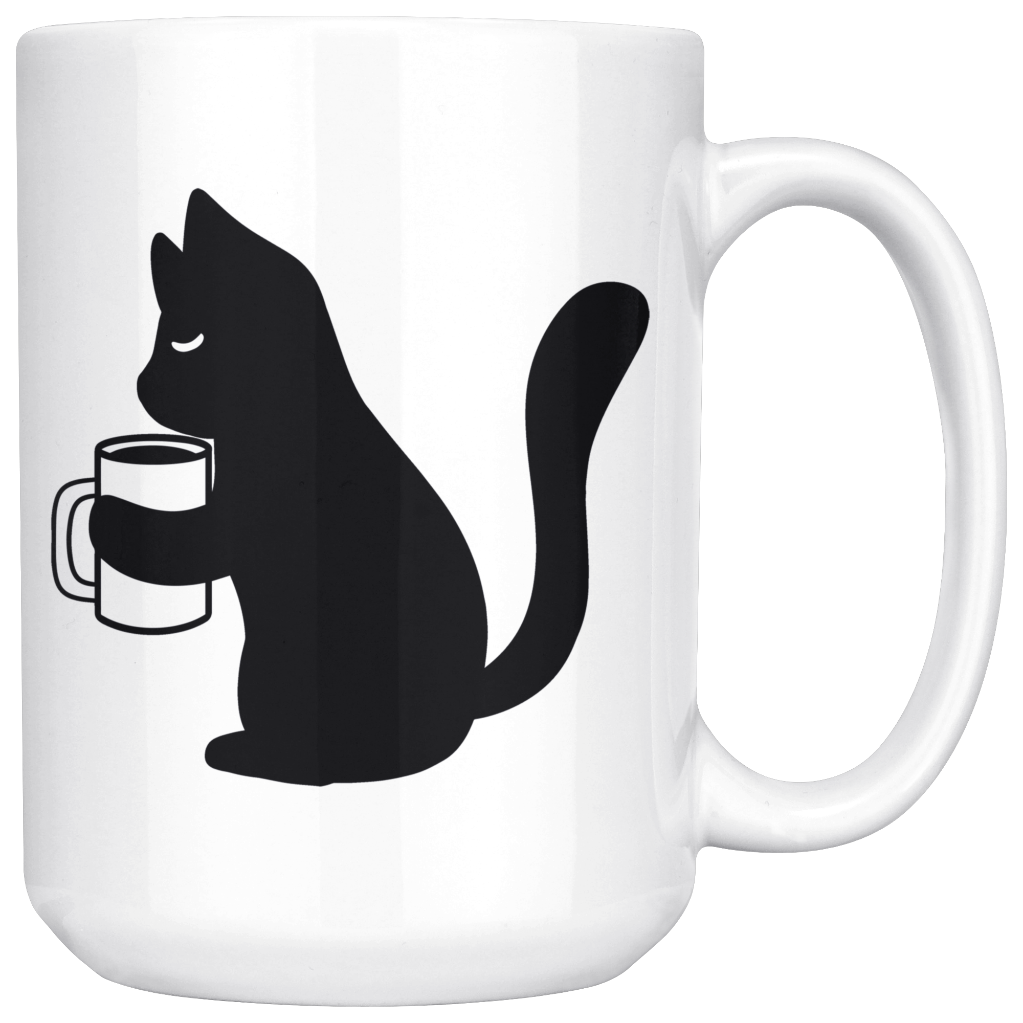 Black Cat Holding Coffee Mug Design 11oz or 15oz COFFEE MUG