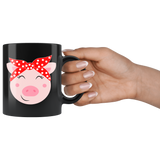 Cute Pig in Bandana Black 11oz COFFEE MUG