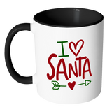 I LOVE SANTA Color Accent Coffee Mug - J & S Graphics