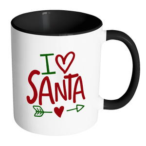 I LOVE SANTA Color Accent Coffee Mug - J & S Graphics