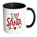 I LOVE SANTA Color Accent Coffee Mug - J & S Graphics