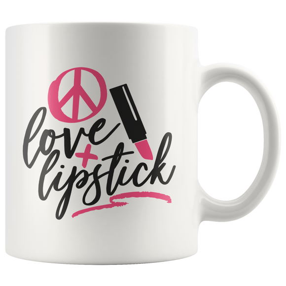 Peace, Love & Lipstick 11oz COFFEE MUG - J & S Graphics