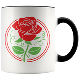 Red Rose Stencil Design - 11oz Accent Color Mug - J & S Graphics