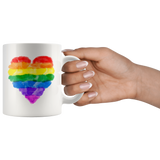 Watercolor Look RAINBOW HEART Design Coffee Mug, Pride, 11oz or 15oz