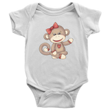 GIRL SOCK MONKEY Baby One Piece Snap Bodysuit - J & S Graphics