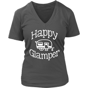 HAPPY GLAMPER Women's V-Neck T-Shirt - J & S Graphics