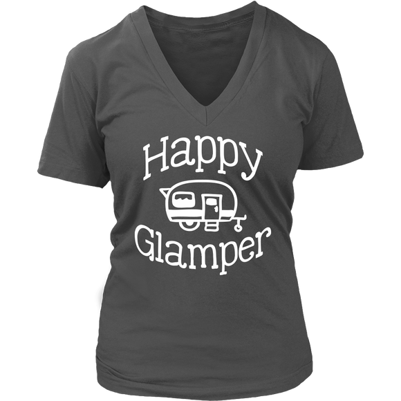 HAPPY GLAMPER Women's V-Neck T-Shirt - J & S Graphics