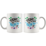 HOME IS WHERE THE BEACH IS 11oz COFFEE MUG - J & S Graphics