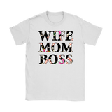 WIFE MOM BOSS Floral Design Women's T-Shirt