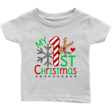 Baby's First Christmas Onesie Short Sleeve, Long Sleeve or Infant T-Shirt - J & S Graphics
