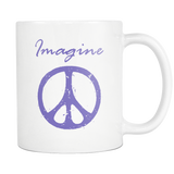 IMAGINE PEACE 11oz White Ceramic Coffee Mug 5 Color Choices - J & S Graphics