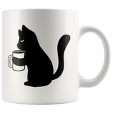 Black Cat Holding Coffee Mug Design 11oz or 15oz COFFEE MUG