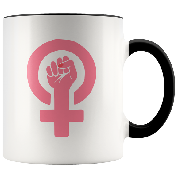 Feminist GIRL POWER Hand Color Accent COFFEE MUG - J & S Graphics