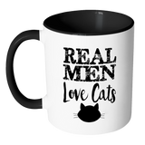 REAL MEN LOVE CATS Color Accent Coffee Mug - J & S Graphics