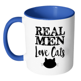 REAL MEN LOVE CATS Color Accent Coffee Mug - J & S Graphics