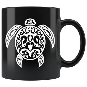 WHITE TRIBAL SEA TURTLE 11 oz COFFEE MUG - J & S Graphics