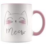 BLUSHING CAT MEOW 11oz Color Accent COFFEE MUG - J & S Graphics
