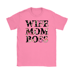 WIFE MOM BOSS Floral Design Women's T-Shirt