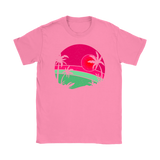 Retro Pink Beach Sunset - Cool Men's or Women's T-Shirt