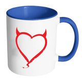 DEVIL HORNS HEART Color Accent Coffee Mug - J & S Graphics