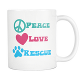 PEACE LOVE RESCUE Coffee Mug - J & S Graphics