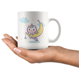 Kawaii Unicorn on Moon, So Cute 11oz or 15oz COFFEE MUG