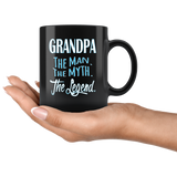 GRANDPA The Man, The Myth, The Legend Black Ceramic COFFEE MUG - J & S Graphics