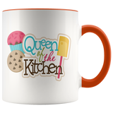 QUEEN OF THE KITCHEN 11oz Color Accent White Coffee Mug - J & S Graphics