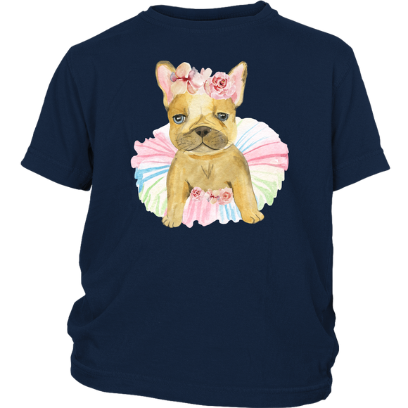 Adorable French Bulldog in TuTu, Frenchie Youth Child T-Shirt