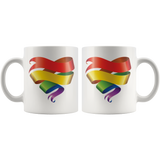 Rainbow Ribbon Heart Coffee Mug 11oz or 15oz Love is Love