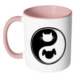 CAT DOG - YIN YANG Color Accent Coffee Mug  Choice of Accent color - J & S Graphics