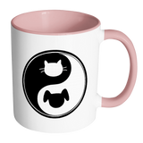 CAT DOG - YIN YANG Color Accent Coffee Mug  Choice of Accent color - J & S Graphics