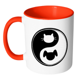 CAT DOG - YIN YANG Color Accent Coffee Mug  Choice of Accent color - J & S Graphics