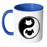 CAT DOG - YIN YANG Color Accent Coffee Mug  Choice of Accent color - J & S Graphics