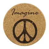 IMAGINE PEACE 4 pc Cork Coaster Set