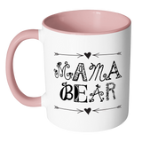 MAMA BEAR Color Accent Coffee Mug - Choice of Accent color, Gift for Mom - J & S Graphics
