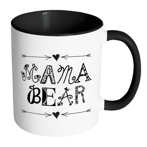 MAMA BEAR Color Accent Coffee Mug - Choice of Accent color, Gift for Mom - J & S Graphics