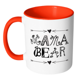 MAMA BEAR Color Accent Coffee Mug - Choice of Accent color, Gift for Mom - J & S Graphics