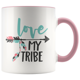 LOVE MY TRIBE 11oz Color Accent White Coffee Mug - J & S Graphics