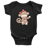 GIRL SOCK MONKEY Baby One Piece Snap Bodysuit - J & S Graphics