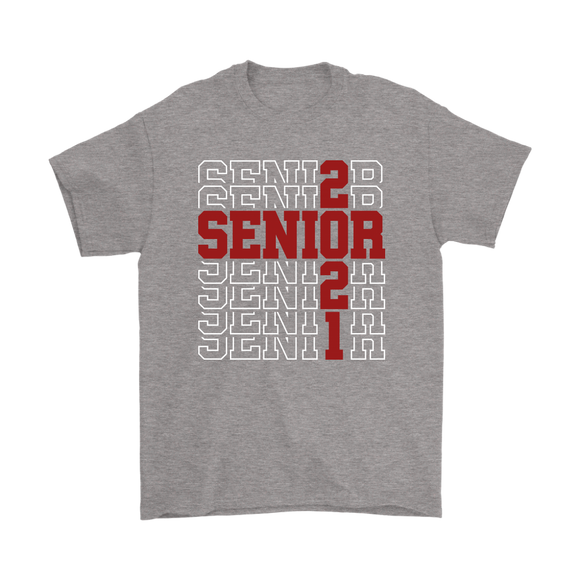 SENIOR Class 2021 T-Shirt, High School Color Burgundy, Men's & Women's