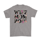 WIFE MOM BOSS Floral Design Unisex T-Shirt